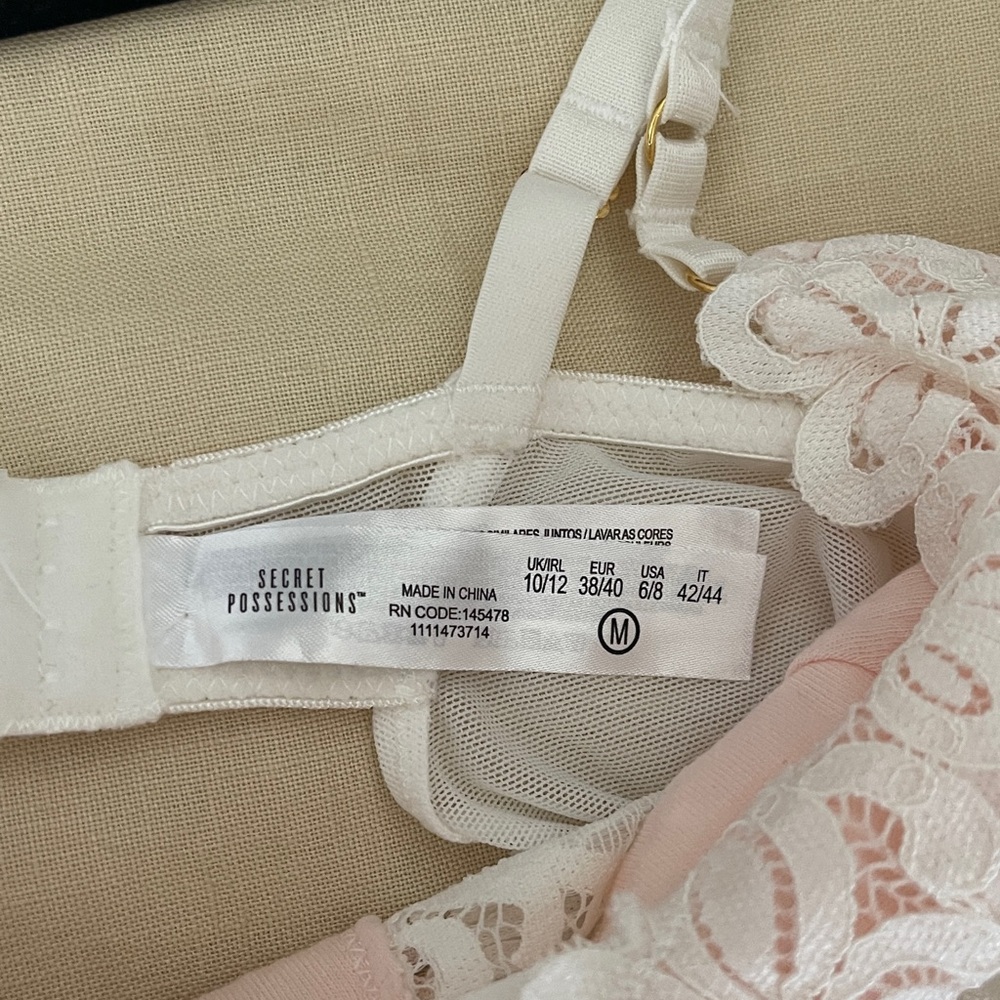 Secret Possessions cream Lace pink lined teddy M - Picture 5 of 6
